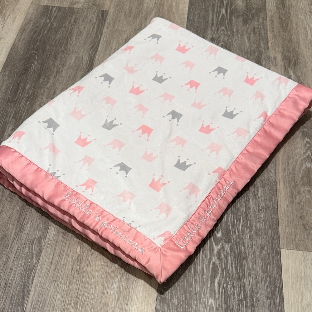 Gerber Little Princess Pink and Gray Crown Baby Blanket